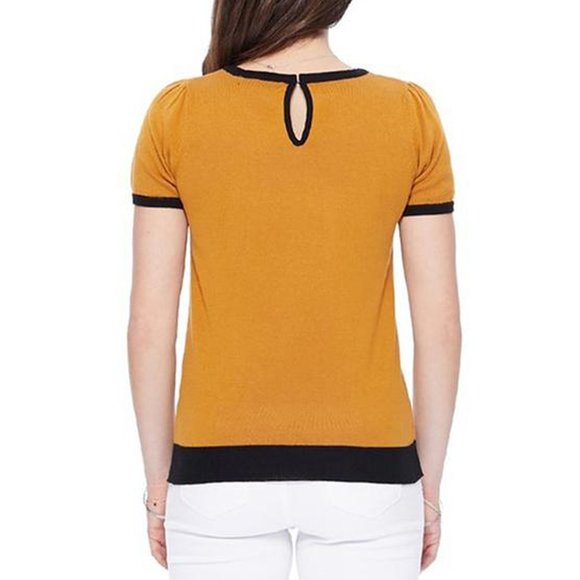 Women's Short Sleeve Crewneck Cat Print Casual T-Shirt Sweater - Picture 2 of 3